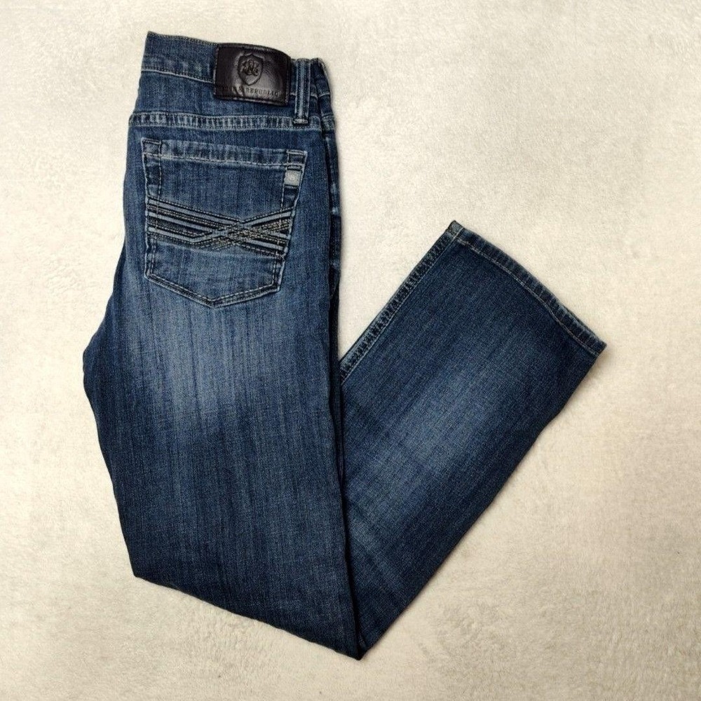Rock & Republic Jeans Mens 32x32 Blue Straight Medium Wash Embroidered Pockets